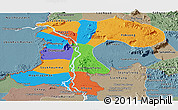 Political Panoramic Map of Champassack, semi-desaturated