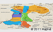 Political Panoramic Map of Champassack, shaded relief outside