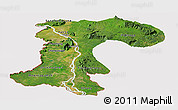 Satellite Panoramic Map of Champassack, cropped outside