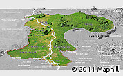 Satellite Panoramic Map of Champassack, lighten, desaturated
