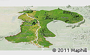 Satellite Panoramic Map of Champassack, lighten