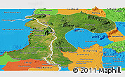 Satellite Panoramic Map of Champassack, political outside