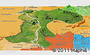 Satellite Panoramic Map of Champassack, political shades outside