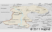 Shaded Relief Panoramic Map of Champassack, desaturated