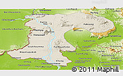 Shaded Relief Panoramic Map of Champassack, physical outside