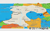 Shaded Relief Panoramic Map of Champassack, political outside