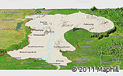 Shaded Relief Panoramic Map of Champassack, satellite outside