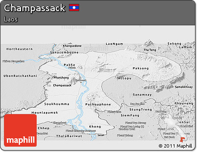 Silver Style Panoramic Map of Champassack