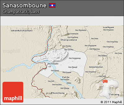 Classic Style 3D Map of Sanasomboune