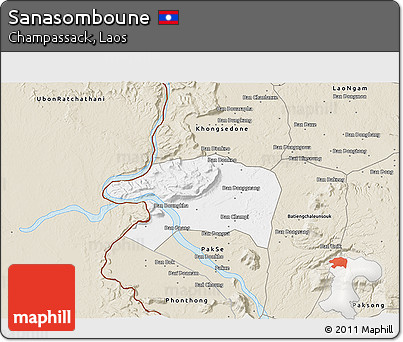 Classic Style 3D Map of Sanasomboune