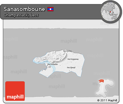 Gray 3D Map of Sanasomboune, single color outside