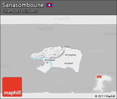 Gray 3D Map of Sanasomboune, single color outside