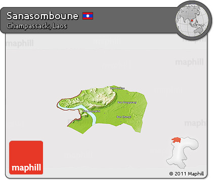 Physical 3D Map of Sanasomboune, cropped outside