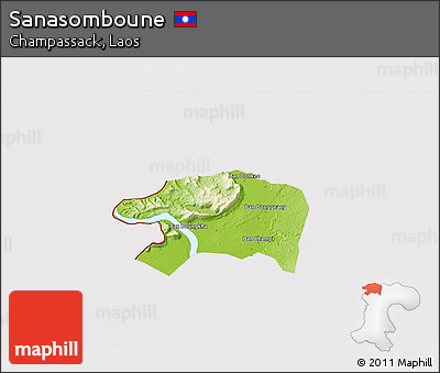 Physical 3D Map of Sanasomboune, cropped outside
