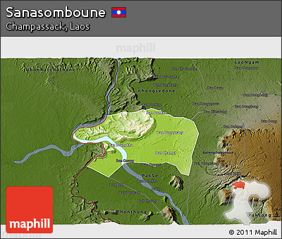 Physical 3D Map of Sanasomboune, darken