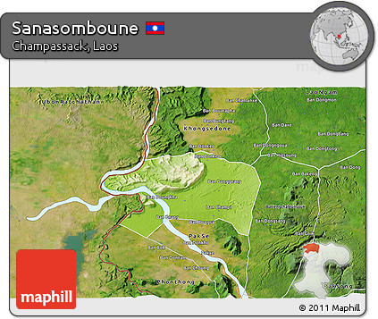 Physical 3D Map of Sanasomboune, satellite outside