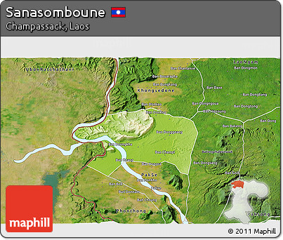 Physical 3D Map of Sanasomboune, satellite outside