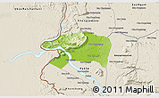 Physical 3D Map of Sanasomboune, shaded relief outside