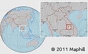 Gray Location Map of Sanasomboune, highlighted parent region, within the entire country, hill shading