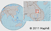 Gray Location Map of Sanasomboune, highlighted parent region, hill shading