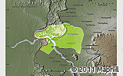 Physical Map of Sanasomboune, darken, semi-desaturated