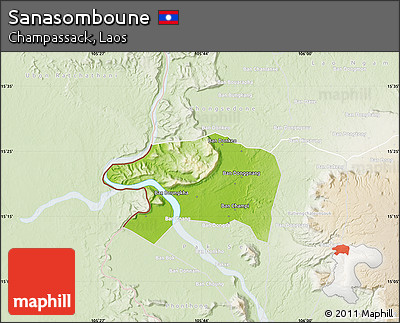Physical Map of Sanasomboune, lighten