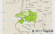 Physical Map of Sanasomboune, shaded relief outside