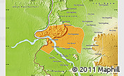 Political Map of Sanasomboune, physical outside