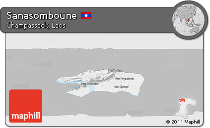 Gray Panoramic Map of Sanasomboune, single color outside
