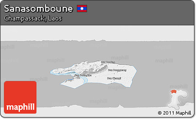Gray Panoramic Map of Sanasomboune, single color outside