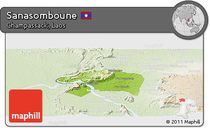 Physical Panoramic Map of Sanasomboune, lighten