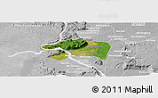 Satellite Panoramic Map of Sanasomboune, lighten, desaturated
