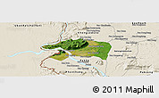 Satellite Panoramic Map of Sanasomboune, shaded relief outside
