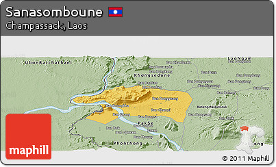 Savanna Style Panoramic Map of Sanasomboune