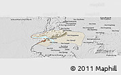 Shaded Relief Panoramic Map of Sanasomboune, desaturated
