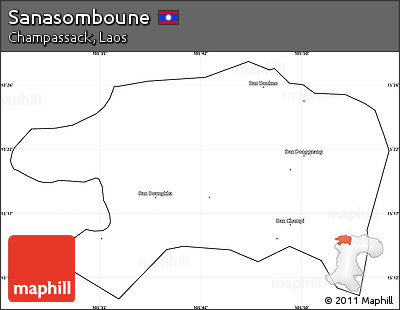Blank Simple Map of Sanasomboune, cropped outside