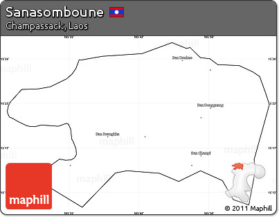 Blank Simple Map of Sanasomboune, cropped outside