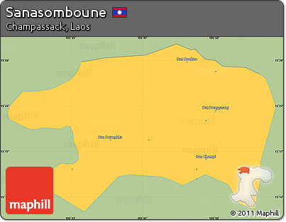 Savanna Style Simple Map of Sanasomboune, single color outside