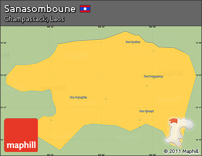 Savanna Style Simple Map of Sanasomboune, single color outside