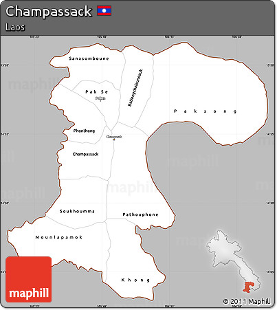 Gray Simple Map of Champassack, cropped outside