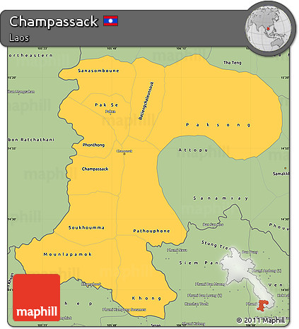 Savanna Style Simple Map of Champassack