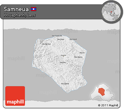Gray 3D Map of Samneua, single color outside