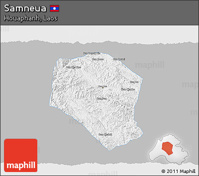 Gray 3D Map of Samneua, single color outside