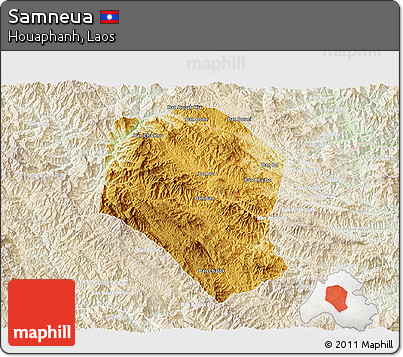 Physical 3D Map of Samneua, lighten