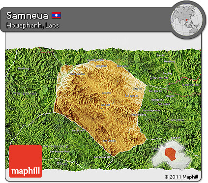 Physical 3D Map of Samneua, satellite outside