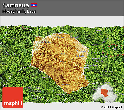 Physical 3D Map of Samneua, satellite outside