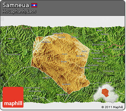 Physical 3D Map of Samneua, satellite outside