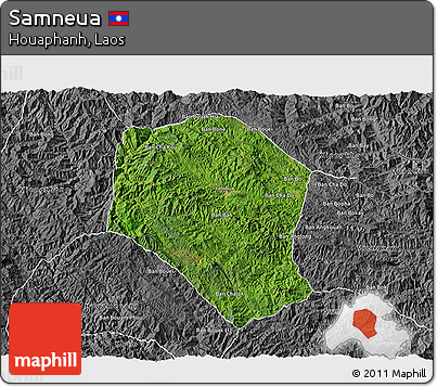 Satellite 3D Map of Samneua, desaturated