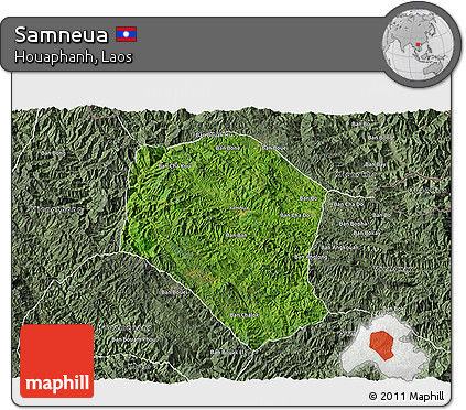 Satellite 3D Map of Samneua, semi-desaturated