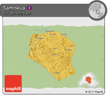 Savanna Style 3D Map of Samneua, single color outside